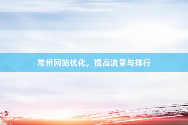 常州网站优化，提高流量与排行