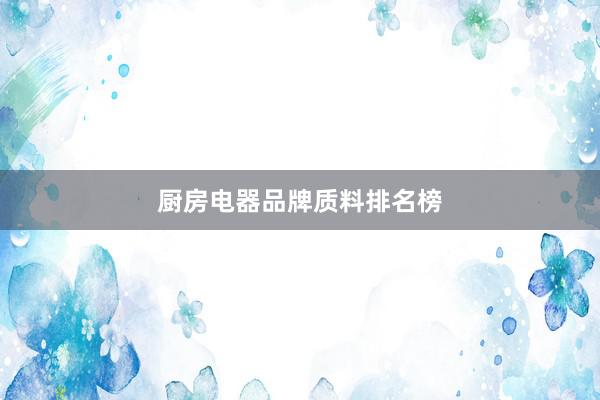 厨房电器品牌质料排名榜